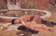John William Godward Does He Love me oil painting reproduction